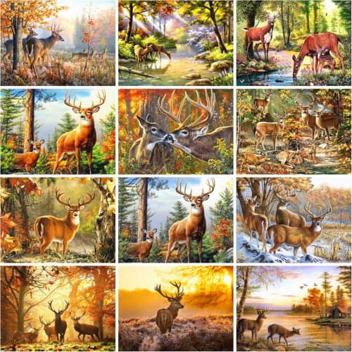 AZQSD Diamond Embroidery Deer Diamond Painting 5d Animal Picture Of Rhinestones Diy Gift Handmade Home Decor Cross Stitch Kits