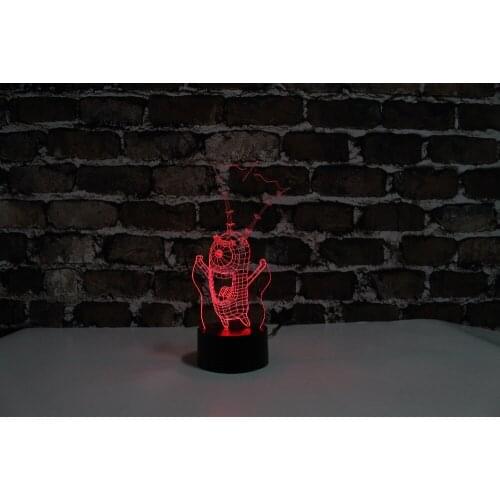 Free Shipping, YJM-2859,3D Boss Plankton, 3D LED Decorated Colorful Nightlights, Table or Bed Lamp with Touch Control