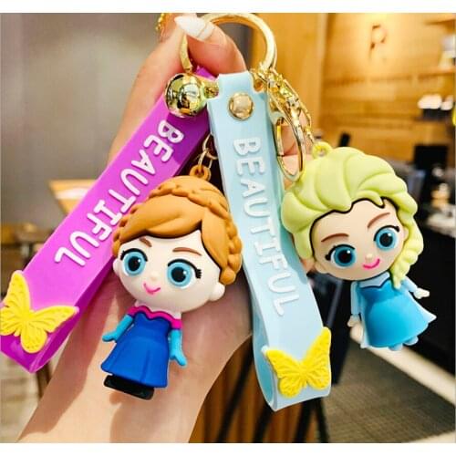 Disney Frozen Princess Elsa Anna Cartoon Keychain Pendant Silicone Car Key Chain Creative Aisaisha Gifts Wholesale Keyring Toys