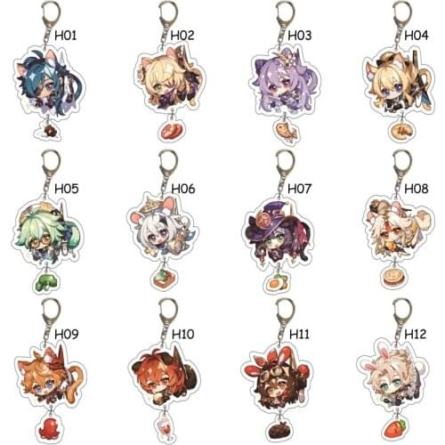 Anime Genshin Impact Cosplay Keychain Kazuha Ayaka Yoimiya Sayu Eula Rosaria Cute Character Car Pendant Fans Collection Props