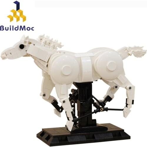 BuildMOC Creator Expert Sets MOC Animals Ideas Dancing Horse Simulation Model Building Blocks Creator Bricks Toys For Children