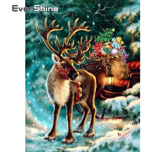 EverShine DIY Diamond Embroidery Christmas Deer 5D Diamond Painting Cartoon New Arrival Cross Stitch Kits Wall Decor Home