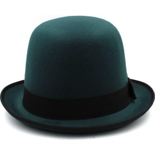 Wool fedora hat fluorescent green dome curling big brim woolen woolen top hat travel outdoor modeling with felt hat jazz