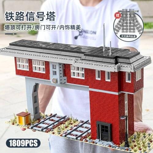 MOULD KING 12009 MOC Railway Signal Tower Set Train Station Model Bricks Building Blocks Toys Presents For Children