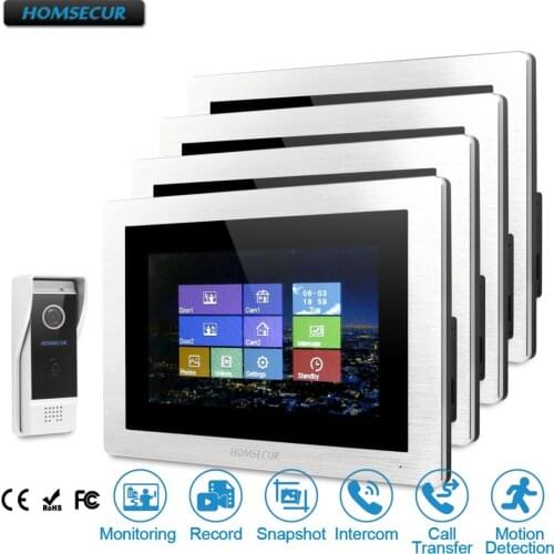 HOMSECUR 7" Wired Video Door Phone Intercom System+Call Transfer+Motion Detection for Apartment BC031-B + BM714-S