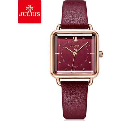 Julius Wine Red Square Retro Designer Watch Original Top Quality Fashion Women Dress Whatch JA-1123