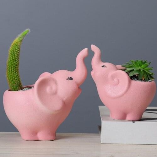 Cartoon Animal Succulent Ceramic Flowerpot Cute Mother and Child Elephant Flower Pot Balcony Garden Plants Bonsai Pot Decoration