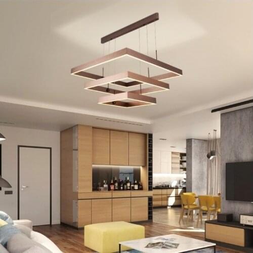 Living room chandelier Creative personality bedroom simple Nordic lighting square restaurant LED engineering lamps