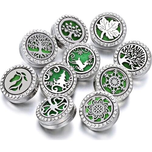 Aromatherapy 18mm Snap Buttons Perfume Locket Stainless Steel Essential Oil Diffuser Tree Of Life Snap Button Bracelet Jewelry