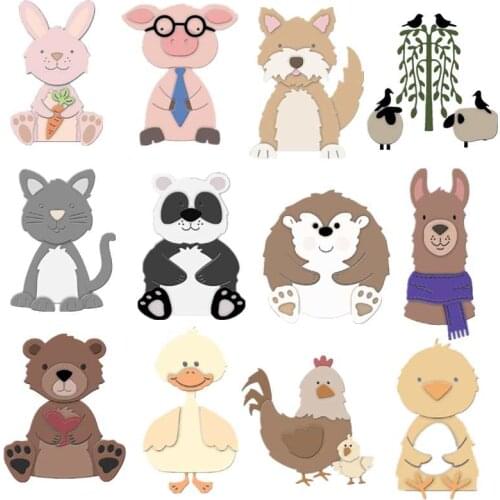 Hedgehog Bear Panda Duck Chicken Animal Metal Cutting Dies for DIY Scrapbooking Paper Cards Making Crafts Supplies 2019 New Dies