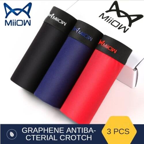 MiiOW Pure Cotton Cotton Mens Underwear Graphene Antibacterial Antibacterial Breathable Boxer Shorts Loose Autumn and Winter