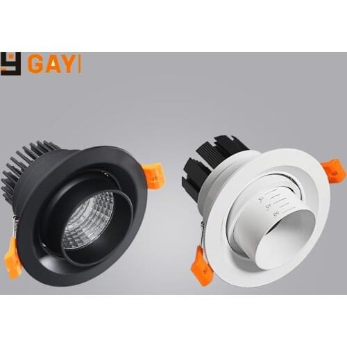 2021 New Black White Round Adjustable LED Downlight Indoor Light Embedded Zoom 15-60 Degrees COB 8W12W 15W 20W Background Wall