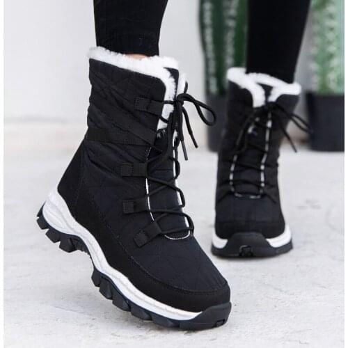 ZEEKSON Winter New Cotton Shoes Women Plus Velvet Warm Women Snow Boots Cold Resistant Non-slip Outdoor Large Size Womens Shoes