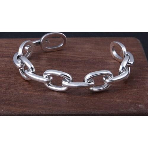 Solid 925 sterling Silver simple women MEN cuff bracelet bangle A4991