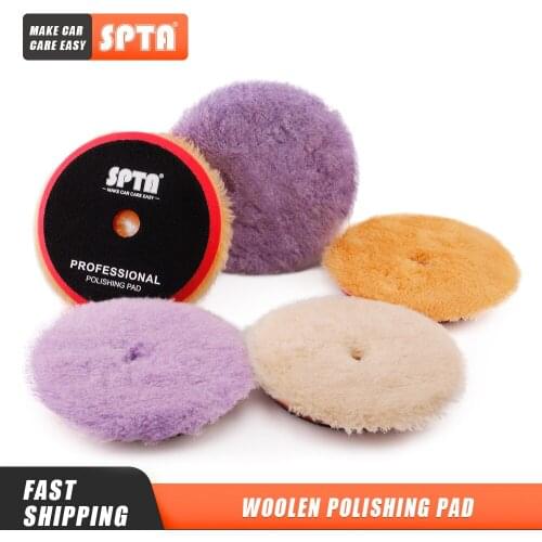 Bulk Sale) SPTA 3"/5"/6" Wool Polishing Pad High Density Lambs Woollen Polish buffing Pad Wool Polishing Pad for Car Polisher