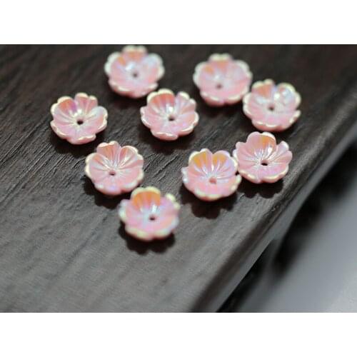 100 PCS 8mm Resin Flowers Tray Imitation Shell Flower Bead Cap DIY Jewelry Accessories