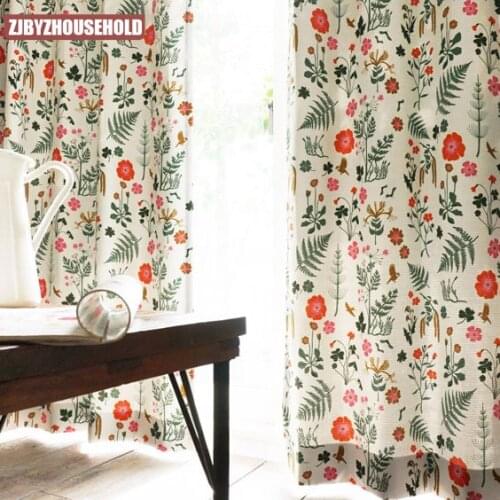 Nordic Pastoral Printing Semi-blackout Curtains Small Floral Customized Finished Products Curtains for Living Room and Bedroom