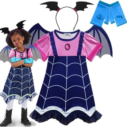 Hot Baby Girls Dress Vampirina Vestidos Christmas Princess Costume for Kids Clothes Children vampire Halloween Cosplay Dresses