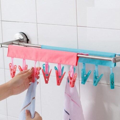 Portable cloth hanger folding travel clothes clip bathroom rack clothing clip
