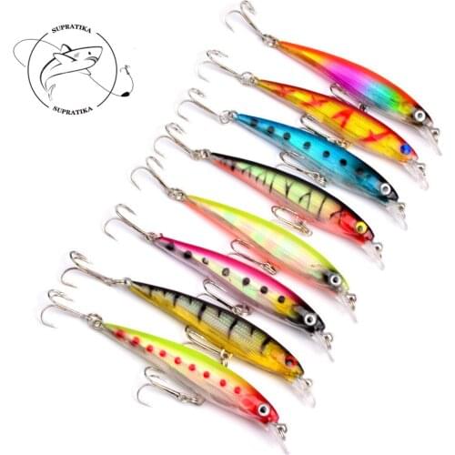 1pc Colorful Plastic Minnow Fishing Lures 80mm/7.3g 6# Hook Sea Fishing Bait Crankbait Wobbler Diving 2.1m Isca Artificial Bait
