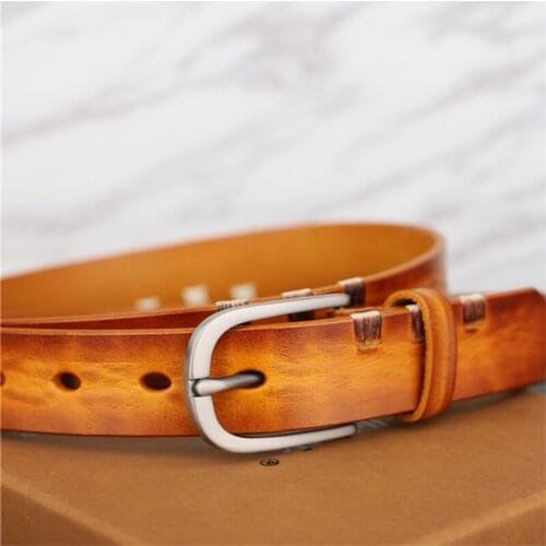 Belts for Women Luxury Designer Brand Casual Retro Manual Threading Cowhide Fashion Wild Jeans Belt