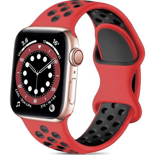 Silicone Strap For Apple Watch band 44mm 40mm 38mm 42mm 44 mm soft Breathable watchband correa bracelet iWatch 3 4 5 6 se band
