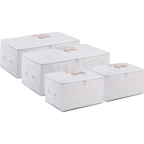 Ocean Home White Color Printed Storage Bag Set Of 4 Storage And Protection Purpose