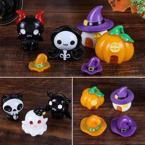 1Pcs Halloween Resin Craft Mini Fairy Garden Ornaments Cute Pumpkin Ghost Vampire Micro Landscape Halloween Decoration