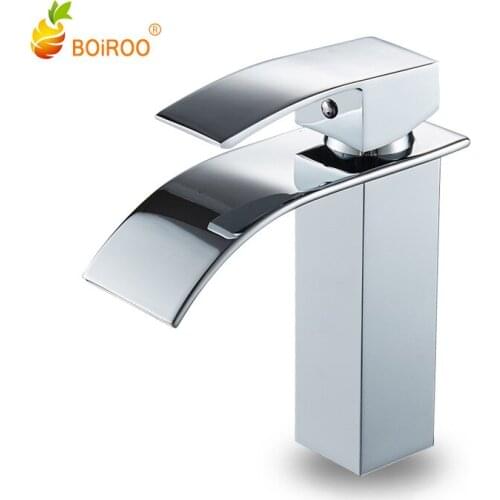 Bathroom Square Style 59A Brass Bibcock Basin Wide Mouth Waterfalls Faucet HQ Kitchen Mixer Sink Undercounter Hot/Cold Faucet