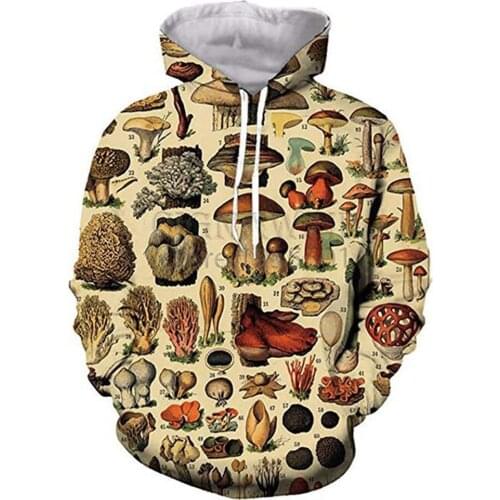 Spring Casual Loose Womens Hoodie Oversized Mushroom Printed Streetwear Hooded Drawstring Pullover Fashion Top Female Plus Size