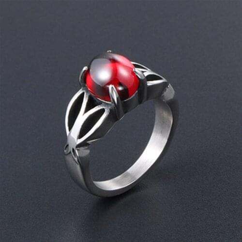 Vintage Jewelry Luxury Oval Red Zircon Mens Wedding Ring Party Jewelry Christmas Gift