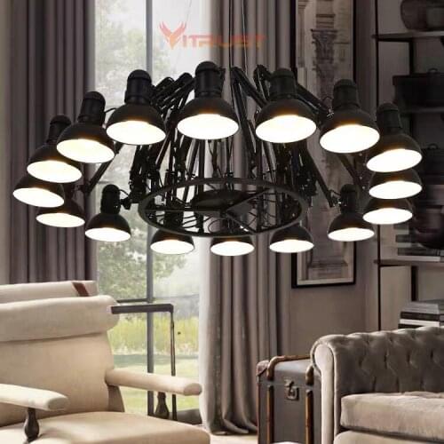 Vitrust Spider Pendant Lights Industrial lamps Modern Hanging Lamps Remote Controller Bar Cafe Retractable Art deco Black White