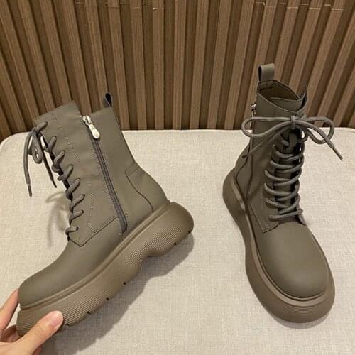 Women Martin Boots Female Shoes For Women Short Ankle Boots 2021 Autumn Winter New Zipper Round Toe Ladies Platform Shoes