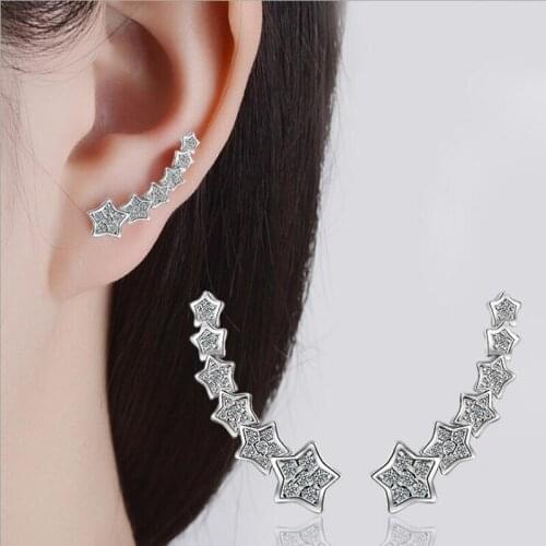 KOFSAC New Fashion 925 Sterling Silver Earrings For Women Wedding Party Fine Jewelry Charming Micro-Inlay CZ Stars Earring Gifts
