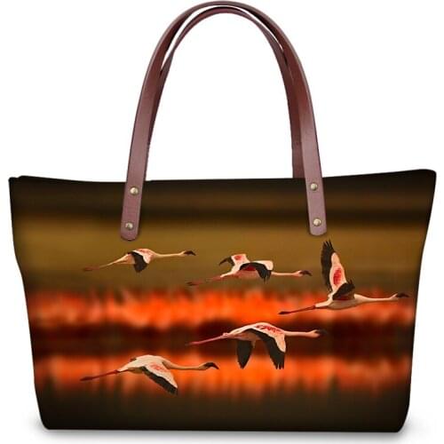 HaoYun Womens Totes Bags Kawaii Animal Pattern Girls Handbags Sunset Flamingos Painting Design Large Capacity Ladies Purse Bags