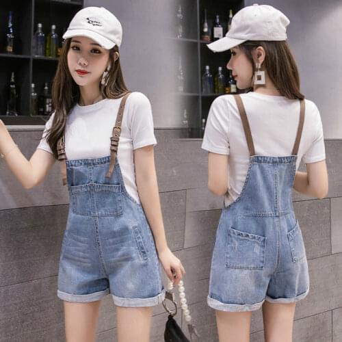 2020 New Summer Women Clothes Solid Shirt Tops + Cool Short Denim Jumpsuit Romper 2 Piece Suit Female Two Piece Sets Outfits M05