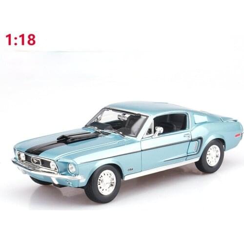 1:18 1967 Ford Mustang GTA Fastback Sports Car Static Simulation Die Cast Vehicles Collectible Model Car Toys