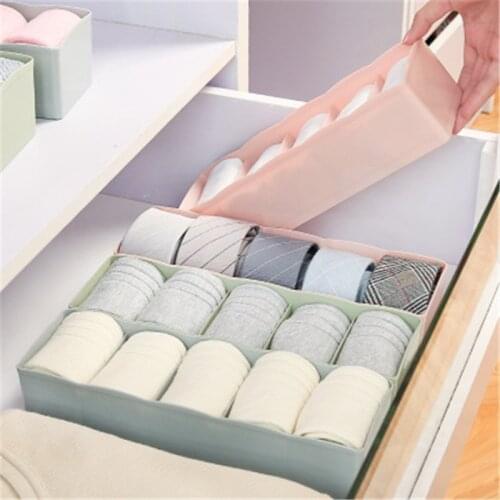1PC 5 Grids Storage Box Drawer Basket Wardrobe Organizer Women Men Storage Box Ties Socks Bra Underwear Plastic Makeup Container