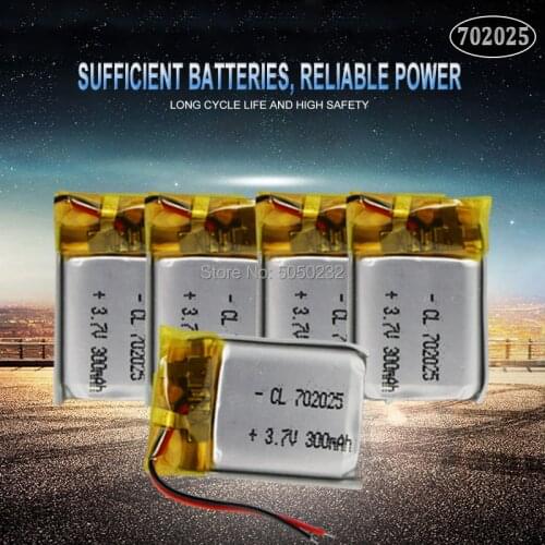 10pc 3.7V 220mAh 702025 Li-polymer Rechargeable Battery for Mp3 Bluetooth headset speaker video recorder wireless mouse