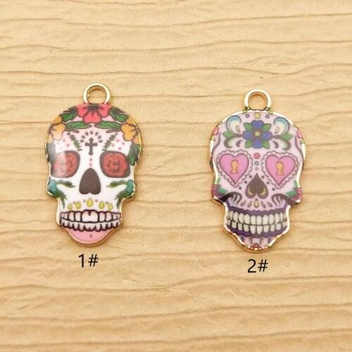 10pcs 12x21mm skull charm enamel charm for jewelry making fashion charm earring pendant metal charm