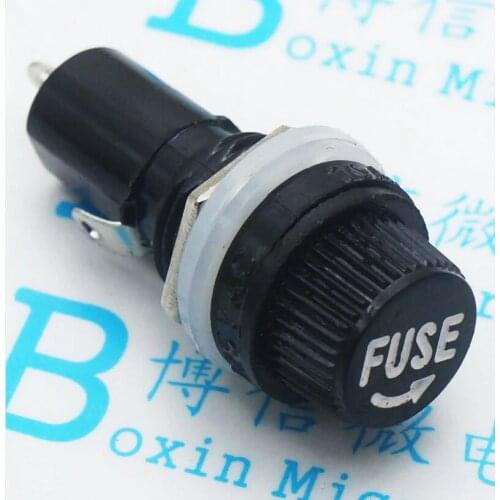 10pcs/lot 5*20mm glass fuse holders 5x20 black insurance tube socket fuse holder for 5*20 insurance Panel Mount Fuse Holder