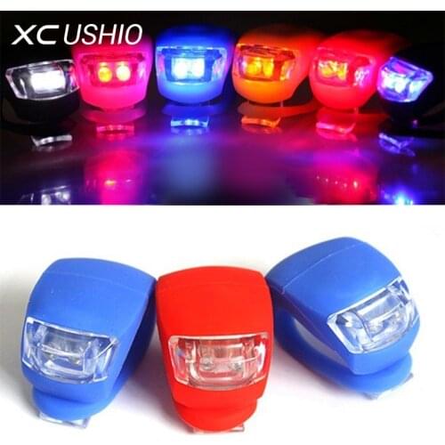 Bicycle Front Light Silicone LED Head Front Rear Wheel Bike Light Waterproof Cycling With Battery Bicycle Accessories Bike Lamp