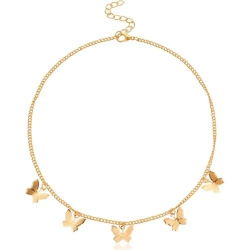 2020 New five 3D butterfly pendant simple Choker necklaces & pendants