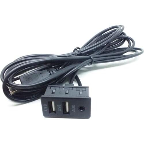 2021 New 1.5M Car Dash Flush Mount AUX USB Port Panel Dual USB Extension Cable Adapter