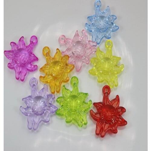 50 Mixed Color Transparent Acrylic Smile Sun Charm Pendants 32X28mm(1.25")