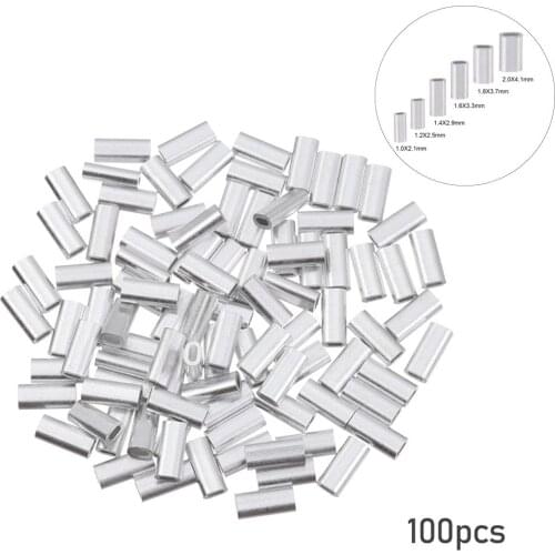 Aluminum Fishing Crimp Sleeves 100pcs/lot Double Oval Fishing Line Crimping Tube Wire Crimp Connector Accessories 10-20mm