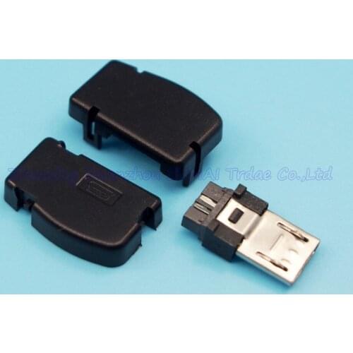 Free Shipping 30sets DIY 3 in 1 Micro 5p USB Jack Mini USB Male Plug with Plastic shell Connector kit wire bonding