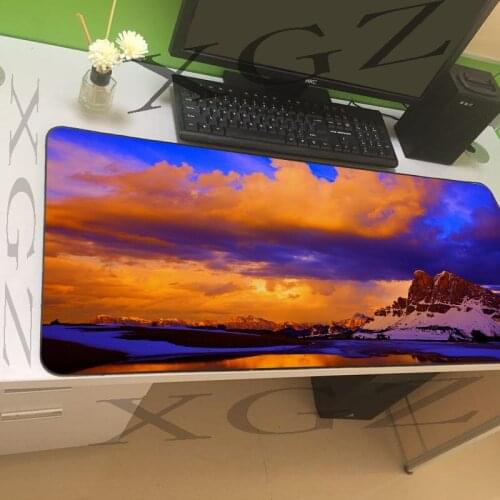 XGZ Beautiful Sunset Mountain Custom Large Game Mouse Pad Black Exquisite Lock-edge Computer Desk Mat Slip 900x400 / 900x300