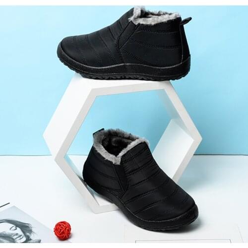 Adults Snow Boots Winter Warm Plus Size Waterproof Striped Soft Shoes Anti Slip Women Men Slip On Flats Ankle Boots