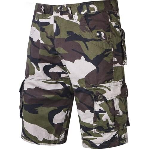 Cargo Shorts Pant Camouflage Knee Length Men Casual Military Many Pockets Army Tactic Short Pant Breathable Loose Cotton Shorts